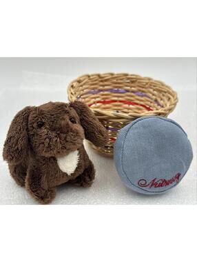 American Girl Doll Julie’s Pet Brown Bunny Nutmeg With Basket And Pillow
